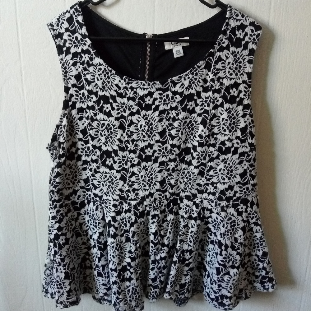 Lace Peplum Tank with Back Zipper